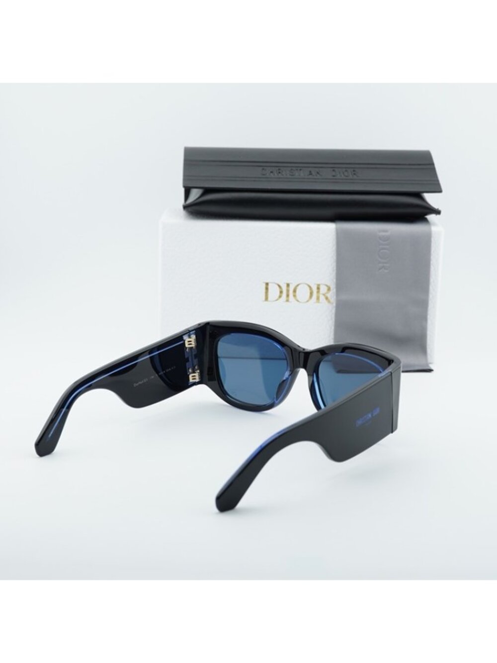 Dior DIORNUIT S1I 17B0 Sunglasses Black Square Frame, Blue Lenses - Picture 12 of 12